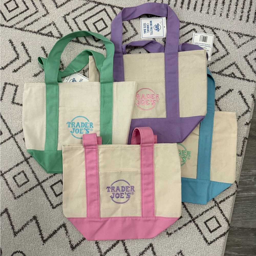 Trader Joe's Canvas Tote with Pink Accents
